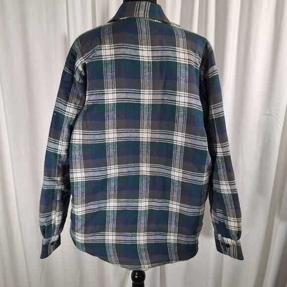 David Taylor XL Quilted Flannel Jacket Blue Cream Plaid Vintage Sears with tags - Picture 4 of 16